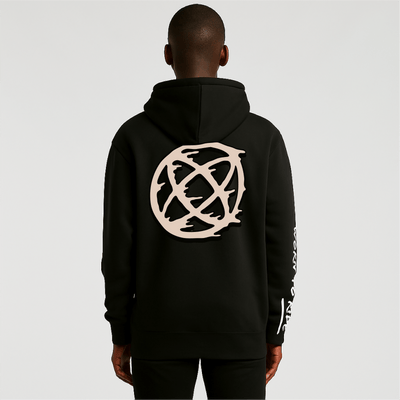 Distressed Globe Hoodie - Black
